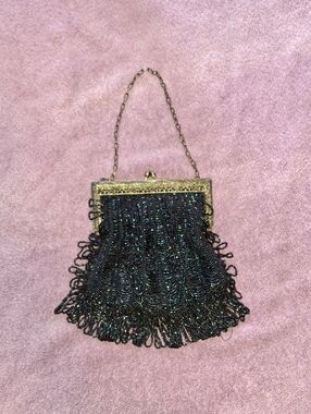 Vintage Blue Beaded Purse, Early 1900s, Fancy, Flapper